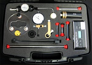 ASTM Validation Tool Kit includes Centering Gauge, Wobble Meter, 25mm Depth Set Tool, Go/No Go Gauge, Adapters, Digital Verticality Meter and Manual Verticality Tools (Not for use on Hanson Vision or Sotax), Serialized with 1 year calibration